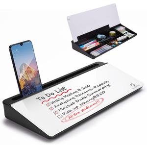 TSJ OFFICE Desktop Whiteboard Dry-Erase-Board - Computer Keyboard Stand White Board Surface Pad with Drawer, Desk Organizers with Accessories for Office, Home, School Supplies - Black