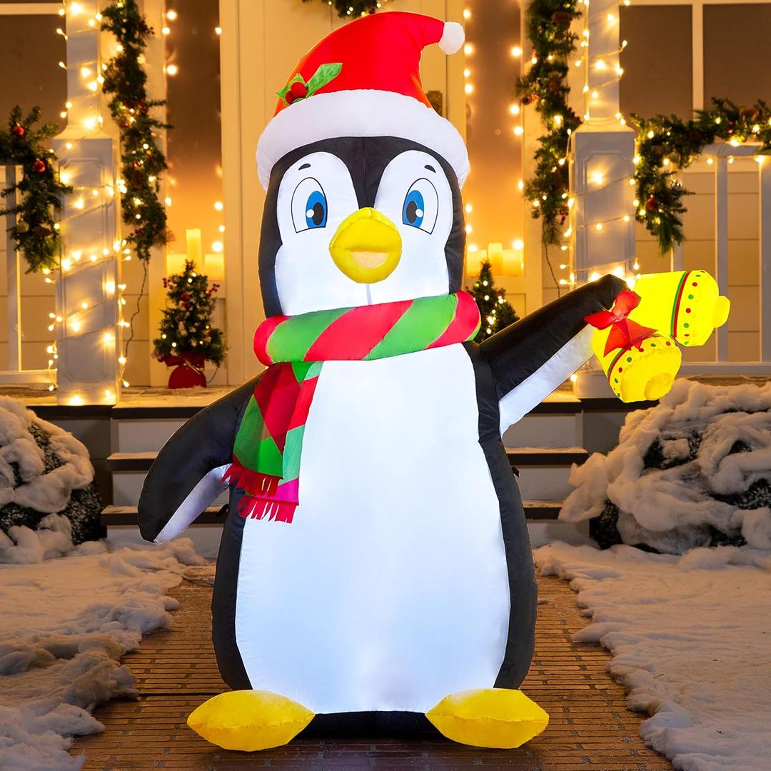 Joiedomi 5 FT Christmas Inflatable Penguin Decoration, Blow Up Yard Decoration Holiday Life-Size with Built-in LEDs for Christmas Party Indoor, Outdoor, Yard, Garden, Lawn Dcor
