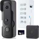 1080P Video Doorbell Camera Wireless, Included Ring Chime, IR Night Vision/Live View/Smart Human Detection/Two-Way Audio/WiFi/SD Card&Cloud Storage, Indoor Outdoor Surveillance