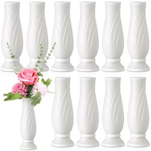 Didaey 10 Pack Composite Plastic Flower Vases Bulk White Small Boho Floral Vases for Dried Flower Bouquet Pampas Grass Centerpieces Fall Wedding Party Living Room Decor(Vintage)
