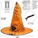Dazzle Bright 8 Pcs Hanging Witch Hat Lights, 2 Pack Light Up Waterproof Halloween Decorations with Remote Control for Outdoor Garden Party Carnival Supplies Decor