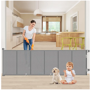 Upgrade 120 inch Retractable Baby Gates, EZIGO Extra Wide Baby Gate for Large Opening Extra Long Mesh Gate for Kids or Pet Dog Gate Child Safety Gate for Stairs Hallways Doorway Indoor Outdoor, Gray