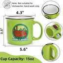 Covzoe Set of 6 Camping Mugs, 15 Oz Ceramic Campfire Coffee Mug in Assorted Colors, Portable Happy Campers Drinking Mug for Tea Milk Picnics Hiking Fishing Travling Lover Gifts, Not Dishwasher Safe