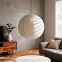 HKHDEECO 20 Inch Linen Plug in Pendant Light with 191 Inch Cord E26 Socket