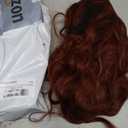 Ponytail Extension 26 Inch Drawstring Ponytail for Women Ginger Curly Wavy Pony Tail Hair Extensions Long Synthetic Hairpiece for Daily Use, Dark Copper Red