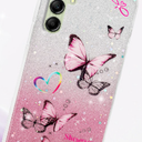 for Samsung Galaxy A14 5G Case with Lanyard, The Stars are Covered with a Glittering Butterfly Pattern for Samsung Galaxy A14 Phone Case