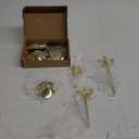 3 Pcs Christmas Bow Taper Candle Holders, 3 Size Gold Christmas Candlestick Holders, Xmas Candle Holder Vintage Decorative for Table Centerpiece Mantel Decor Holiday Housewarming Gifts