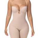 SHAPESHE Strapless Shapewear for Women U Plunge Backless Body Shaper Seamless Tummy Control Bra Bodysuit Low Back Butt Lifter Fajas Colombianas, M, Tan