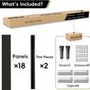 RITOLLO 18Pack WPC Wainscoting Panels, 48.2 x 6.2 Inches 3D Accent Slat Wall Panels for Interior Wall Decor, Fluted Wood Paneling for Living Room, TV Background, Office, Bedroom(Matte Black)