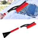 27" Snow Brush and Ice Scrapers for Car Windshield and Window, Detachable Winter Snow Remover Ice Shovel Tool with Ergonomic Foam Grip & No Scratch Bristles, Car Accessories for Truck SUV (Red)