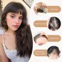 S-noilite Human Hair Toppers for Women with Bangs 100% Real Human Hairpiece 5"x3" Clip in Silk Base Topper Piece Cover Thinning Fine Hair 10 inch Chestnut Brown