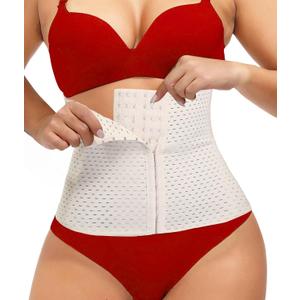 Waist Cincher for Women Tummy Control Trainer Lower Belly Fat Girdle Hourglass Body Shaper Upgraded Shapewear with Steel Bones Extender Beige (25cm, 6 Rows Buckle) (Beige, L)