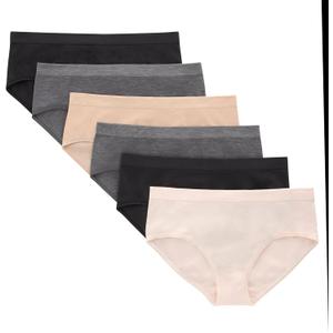 Hanes Tween Girls Underwear, Seamless Girls Panties, Boyshort & Hipster, Assorted Colors, 6-Pack (Large, Ivory/Beige/Grey/Black - 6 Pack)