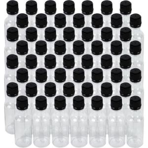 Mini Liquor Bottles With Black Lids, 56 Small Bottles and Tamper Evident Caps, 50ml 1.7 Oz