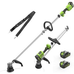 WORKIT Brushless String Trimmer 14"- 20V Cordless Weed Wacker with 2×4.0Ah Batteries, 0.095" Dual Line Auto Feed, Lightweight Battery Powered Weed Eater for Yard,Lawn & Garden