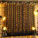 10x10FT Black Wrinkle Free Backdrop Curtains with Lights String for Parties - Photo Curtain Backdrop with Lights for Wedding Decorations, Bridal Baby Shower Birthday Party Photography Background (10FTx10FT (W5'xH10', 2 Panels))