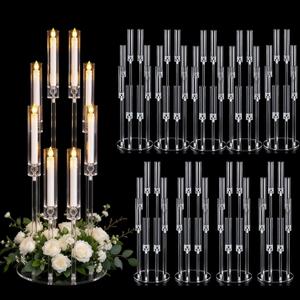 10PCS 8 Arm Clear Acrylic Candelabra Centerpieces for Wedding Tables