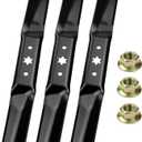 3 Pack 942-05056A Mower Blades with Nuts Replaces 942-05056, 742-05056A, 942-01054-H, 94201054H for Cub Cadet MTD Troy-Bilt Craftsman 54 Inch XT1 XT2 RZT L54 ZT1-54 ZT2-54 RZT 54 Tractors
