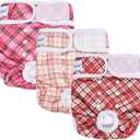 Pet Soft Female Dog Diapers, 3 Pack Washable Dog Diapers for Dogs in Heat, Reusable Dogs Period Panties, Puppy Diapers Female (Stripe, XL)