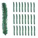 24 Pcs Christmas Garland Ties Artificial Pine Needles Santa’s Factory Christmas Tree Branches Wired Faux Pine Greenery Stems 12"x1.6" in Green for Christmas Decoration Craft Gift Wrapping