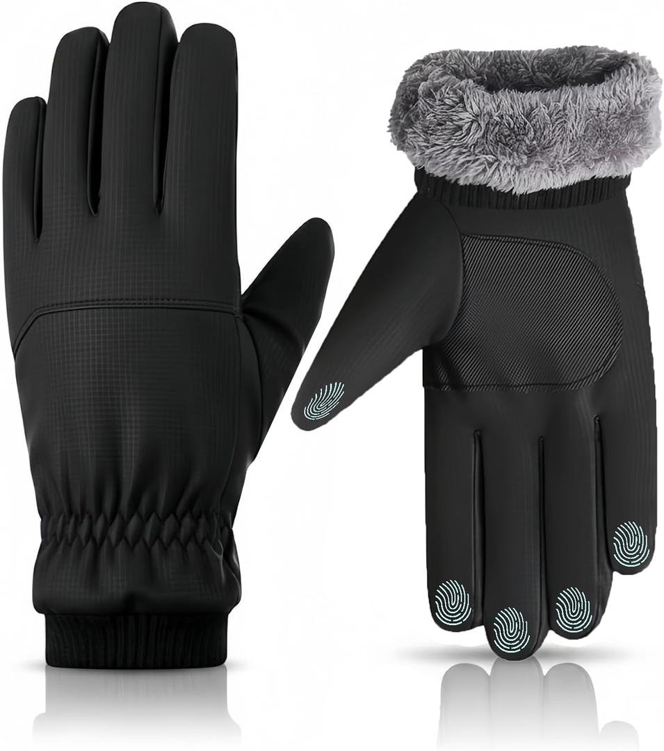 Winter Gloves for Men and Women Waterproof Touchscreen Warm Fleece Gloves  Windproof Anti-Slip Ski Gloves for Cold Weather Outdoor Activities (X-Large, Black)