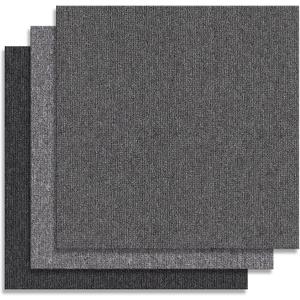 20" X 20" Carpet Tiles, Carpet Squares, 24 Tiles/64.5 Sq.Ft per Box, Floor Carpet Tiles for Home Office Industry, Grey