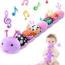 Baby Toys 6-12 Months Music Caterpillar,Stuffed Animals Infant Toys 0-3-6 Months,Baby Sensory Toys Tummy Time with Crinkle Rattle Teething Toys for Boys Girls Gifts Birthday|Lavender Purple