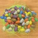 100 Pcs Sparkling Foam Easter Eggs 1.8 X 2.5cm DIY Fake Egg Artificial Foam Bird Eggs Garden Bird Nest Decor Easter Party Decorations Home Decor