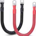 2/0 AWG Flexible Battery Cable with 3/8" Terminals - OFC Pure Copper Inverter & Welding Wire for Automotive Solar RV Motorcycle (Red + Black 1FT Pair)