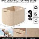 ICERZCZ Decorative Storage Baskets for Organizing Shelves, Toy Basket for Nursery, Woven Cotton Rope Baskets for Decor, Towel Basket for Bathroom, 15"x11"x9.5", 3 Packs, Brown