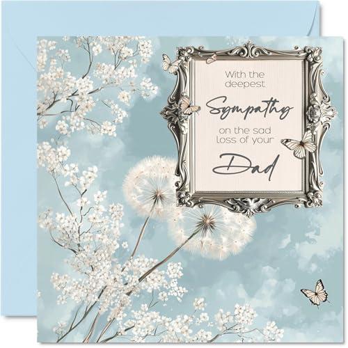 Sympathy Cards - Deepest Sympathy Sad Loss Of Your Dad Card - Sorry Mourning Bereavement Cards for Adults, 5.7 x 5.7 Inch Condolences Thinking of You Card
