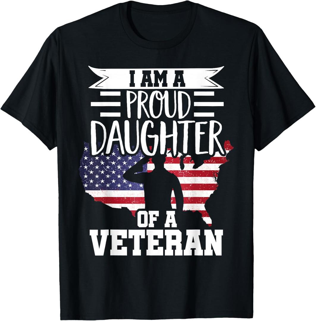 Proud Daughter Veteran Nothing Scares Patriotic Veterans Day T-Shirt, Size XL