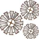 Yookeer 3 Pcs Wood Windmill Wall Decor Farmhouse Hanging Decoration Wooden Windmill Kitchen Decor Rustic Decor Living Room Sculpture Art for Bedroom Nursery Home Decor(Farmhouse)