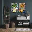 Framed Set of 2 Fashion Modern Graffiti Wall Art Colorful Street Art Canvas Painting - Perfume Bottle Posters Banksy Colorful Print Pop Art Pictures Wall Decor 16"*24"*2