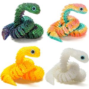 3D Printed Snake,12in Flexible 3D Printed Animal Snake,Christmas Fidget Toys Gifts Halloween Decorations Indoor Outdoor,Decorative Easter for Kids Home Decor. 4pcs