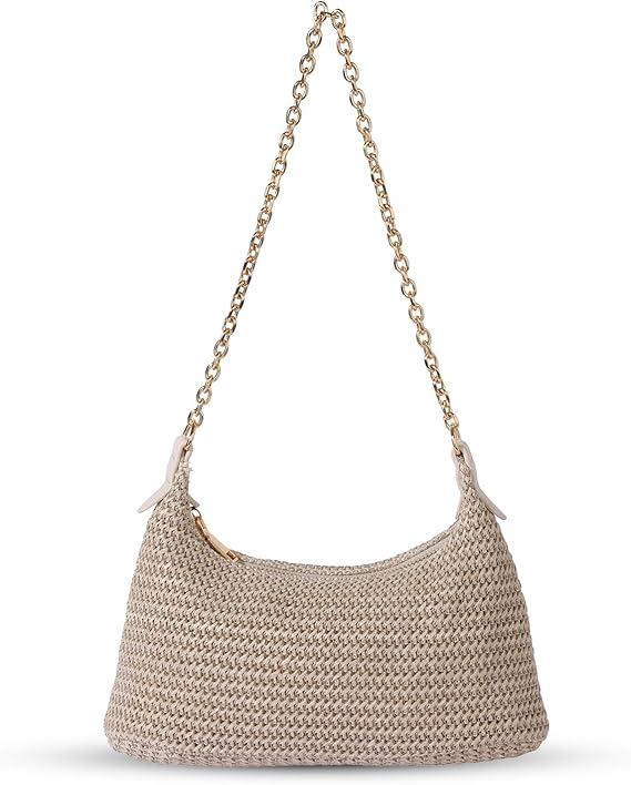 GOLDTIMO Women's Straw Woven Beach Bag Summer Vacation Shoulder Purse