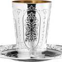 Premium Regal Disposable Passover Kiddush Cups with Trays, 5.5oz (5 Count) | Elegant Silver-Colored Bechers | Heavy Weight | Perfect for Seder Table & Sabbath Getaways