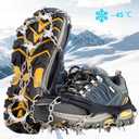 Cimkiz Crampons Ice Cleats Traction Snow Grips for Boots Shoes Women Men Anti Slip 19 Stainless Steel Spikes Safe Protect for Hiking Fishing Walking Climbing Mountaineering (Medium, Black)