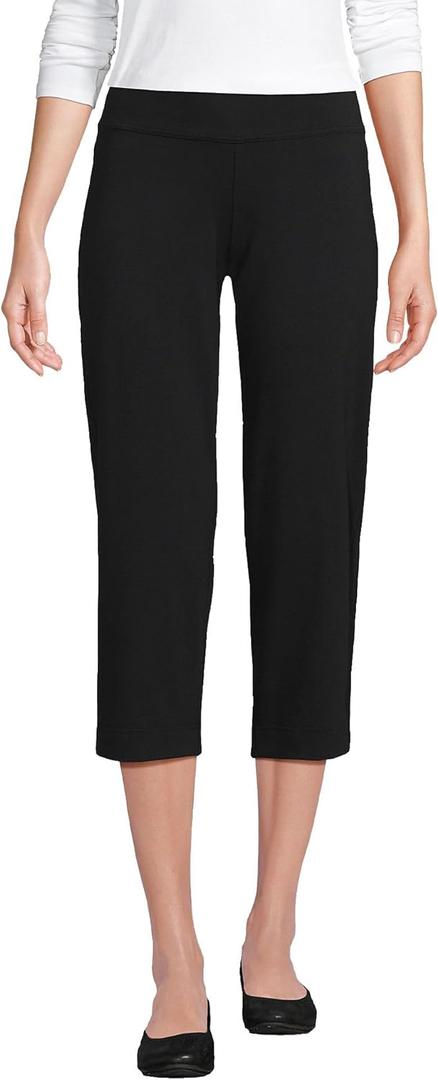 Lands' End Women's Starfish Mid Rise Pull-On Crop Pants (X-Large, Black)