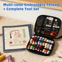 New Embroidery Stitch Book Kit for Adults & DIY Craft Lovers,Portable Embroidery Kit for Beginners Enthusiasts,Includes Guide to 106 Patterns with Tools & Tutorials and 86-Piece Sewing Tool Kit(1 Set)