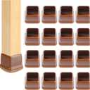 Ezprotekt 24 Pcs Square Chair Leg Floor Protectors with Felt, Silicone Felt Furniture Pads Cups for Hardwood Floor, Dining Table Leg Caps Covers No Scratches (L Fit: 1" to 1.4", Brown)