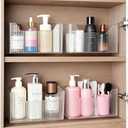 Acrylic Wall Mounted Storage Racks,2Pcs Storage Box Shower Basket, Transparent Plastic Makeup Box Stackable Storage Basket for Kitchen Bathroom Cabinet Pantry and Office, with 2 Back Stickers