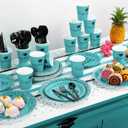 175pcs Class of 2026 Graduation Plates and Napkins Set, Disposable Paper Plate Set Polka Dots Plates Napkins Cups Knife Fork Spoon for Graduation Party Decorations and Supplies,Serve 25Teal Black