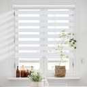 Persilux Cordless Zebra Blinds for Windows with Jacquard Pattern Roller Shades Light Filtering Sheer Window Shades for Home, Office and Door (34" W x 64" H, White)