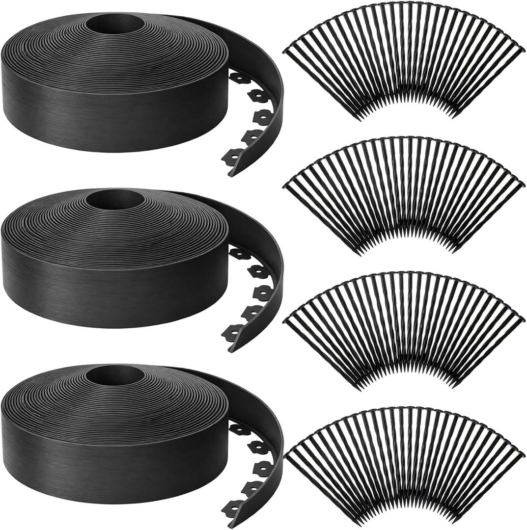 Sintuff 246 ft Garden Landscape Edging 4 Inch Tall No Dig Lawn Edging Border with 216 Anchoring Spikes Straight Top Garden Border Roll Kit for Yard