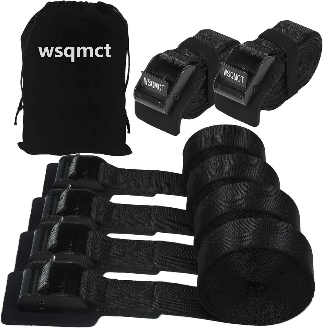 4 Pack Cam Buckle Tie Down Straps Adjustable Lashing Straps with Buckles, 1000LBS Break Strength for Bike Rack, Kayaks, Motorcycles, Truck, Cargo, Luggage, 1" x 4'