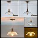 1-Light Pendant Light with Oil Rubbed Bronze Metal Glass Shade and Adjustable Cord Industrial Ceiling Hanging Light for Kitchen Island Bar Dining Room Bedroom Foyer Hallway Farmhouse