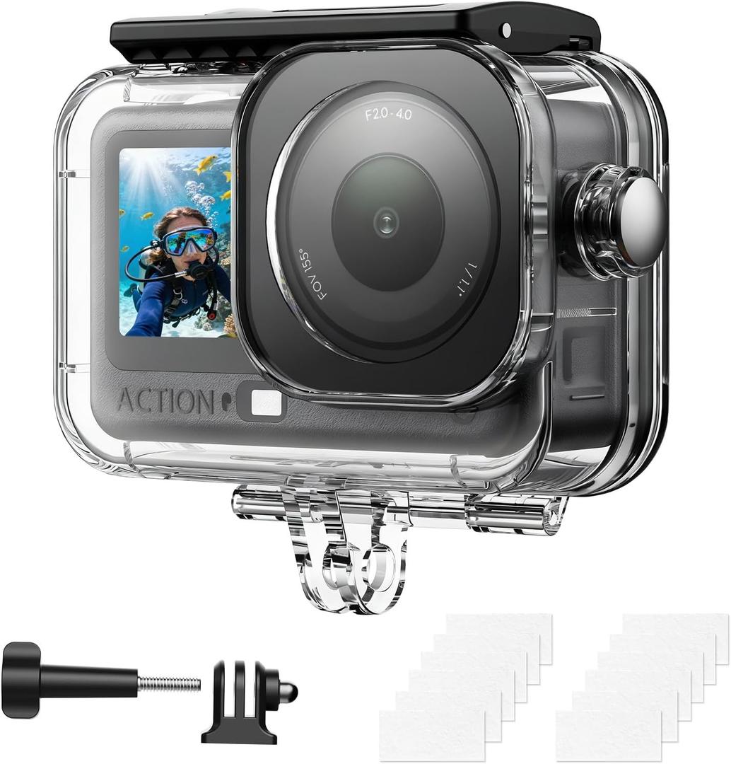 AMAZEAR IPX8 Waterproof Diving Case for DJI OSMO Action 6 Accessories, Action6 Pro 70M/229FT Dive Housing for Deep-Sea Water Sports, Snorkeling, in-Water, Hard Shell, Compact Design, Clear