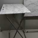 TV Tray Table,Folding Table with Cup Holder Portable,Foldable Snack Tray for Eating,Small Folding Tables Set of 2,Dinner Tables for Couch, Living Room,Small Space (White Marble,2Pcs)