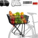 YEEGO DIRECT Rear Bike Rack with Basket, Adjustable Detachable Bike Basket Rear, Bike Cargo Rack with 26L Waterproof Cover & Cargo Net and for 24" - 27.5" and 700c Bikes